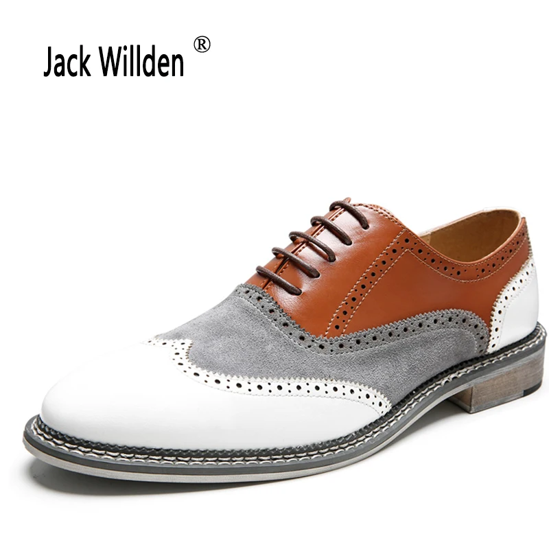 

Jack Willden Classic Brogue Style Men Dress Flats Genuine Leather Formal Business Pointed Toe Wedding Shoes Men's Oxford Flats