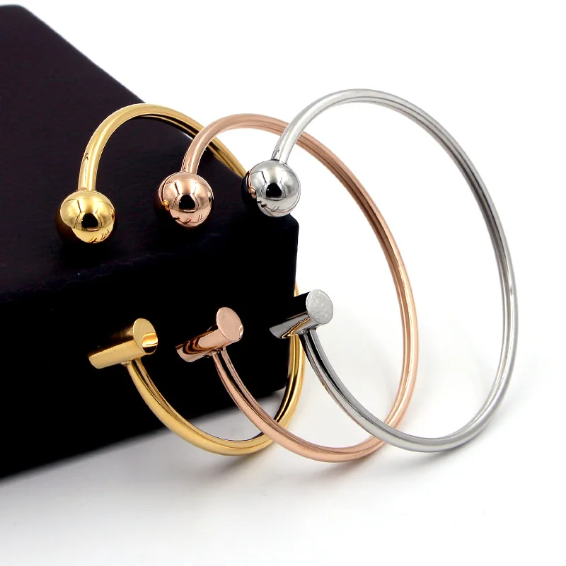 

Fashion Stainless Steel Better Hollow hose ball cylindrical Bangle Bracelet Rose Gold Color Woman Lady Party Wedding Gift