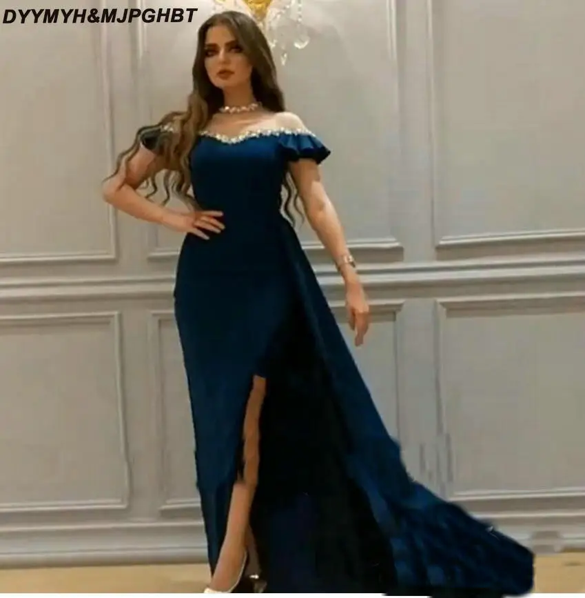 Arabic Design Mermaid Plus Size Evening Dresses 2018 Yousef Aljasmi Sequined Beads High Split African Formal Dresses Party Evening Prom Gown_