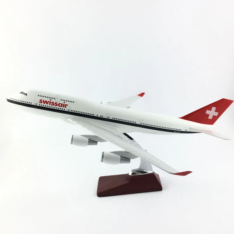 SWISSAIR авиалайнеров 45 см BOEING 747 SWISSAIR AIRLINES модель самолета игрушки для детей подарки на день рождения O