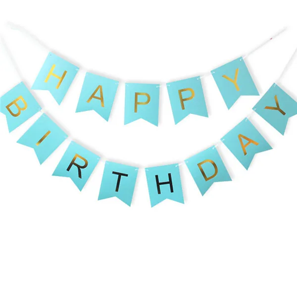 Happy Birthday Girlang Flerfärgad - Blå