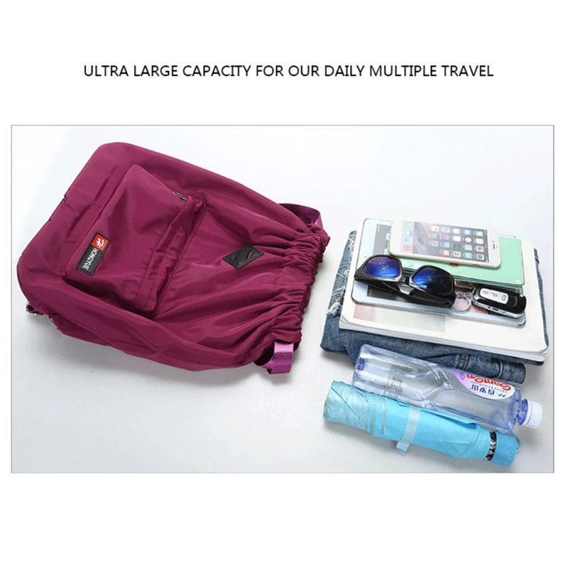 Nylon Backpack Waterproof Drawstring Sport Bag For Men Women