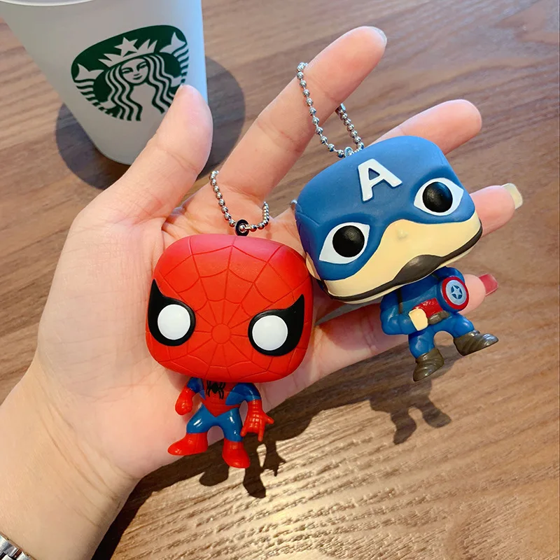 

Fashion Creative Kids Toy Keychain Marvel Avengers America Captain Iron Man Spiderman Batman Big Head Keyring Women Bag Pendant
