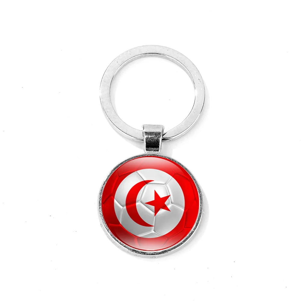 SIAN мир моды Национальный флаг брелок США, Великобритании, Бразилии России Творческий Футбол печатных брелок страна футбольный клуб любителей подарок - Цвет: Tunisia