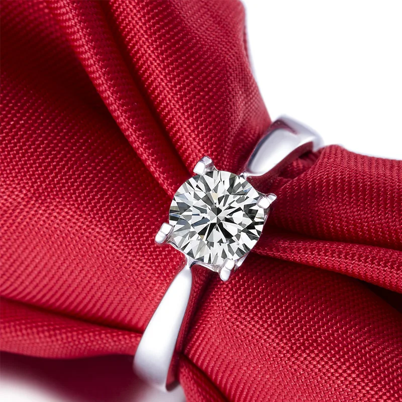 18 К белого золота ГИА алмаз Обручение кольцо для Для женщин Solitaire 0.3ct H/SI1 круглой огранки роскошные свадебные группа пользовательские