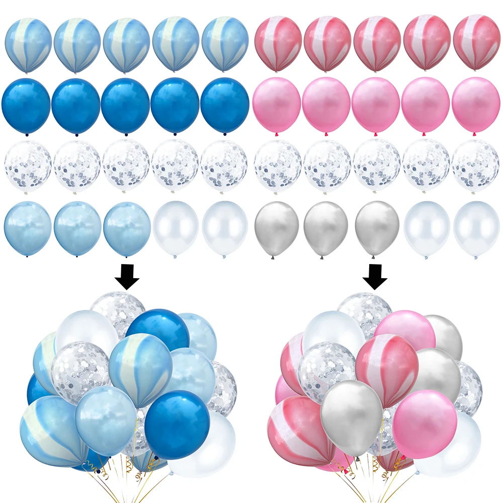 YORIWOO Confetti Balloon Agate Latex Balloons Blue Pink Baloons Happy Birthday Balloon Baby Shower Boy Girl Kids Party Supplies