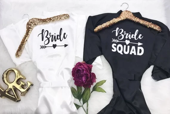Персонализировать день свадьбы невесты Robe отряд &quotневеста&quot атласные шелковые