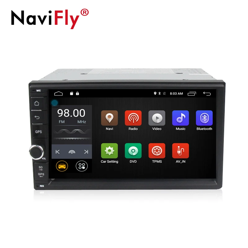 Best HD 1024X600 Quad-core Android8.1 car Audio gps cassette for Two din universal 7inch touch screen free shipping free map card 2