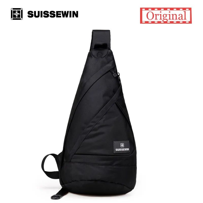 Новинка, швейцарский бренд, необычная маленькая сумка через плечо, на одно плечо, мужская сумка на ремне, мужская сумка, мужская сумка-мессенджер, женская черная нагрудная сумка - Цвет: Черный