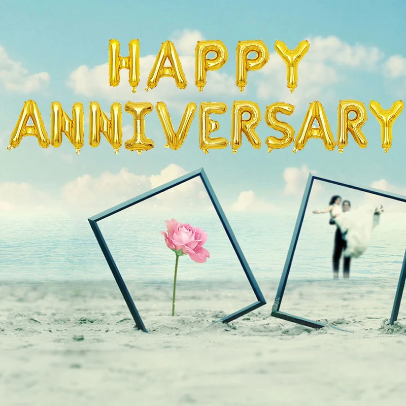 

16pcs 16inch HAPPY ANNIVERSARY Letter Foil Balloons Aluminum Balloon Anniversary Memorial day Party supplies