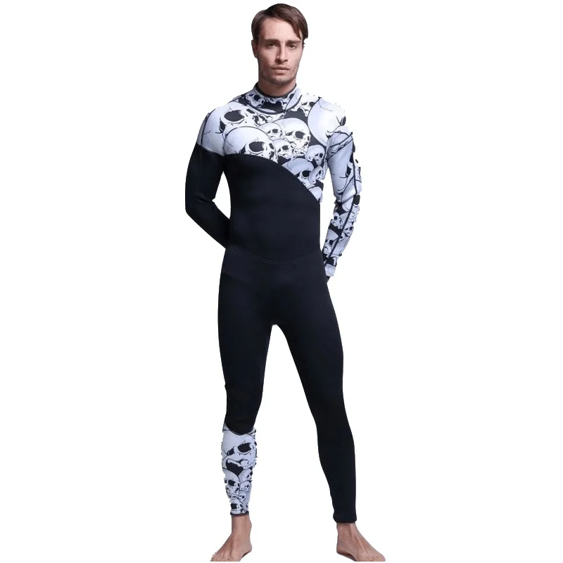 

2018 Men Wetsuit Print One piece 3mm Neoprene Swimsuit Snorkeling Dive Surf Swim Suit Swimwear Spearfishing Long sleeve Beach