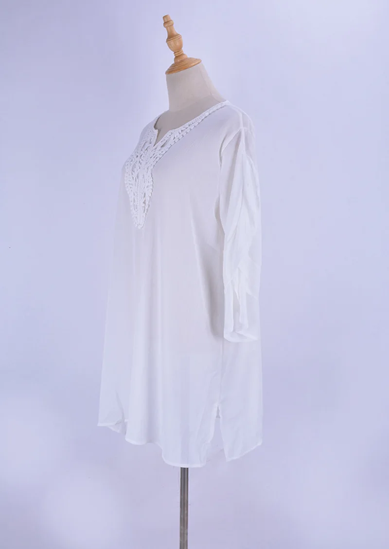 Облегающее белое пляжное платье с кружевами в стиле пэчворк, праздничное тонкое сексуальное парео, летнее богемное Короткое мини-платье для женщин, одежда