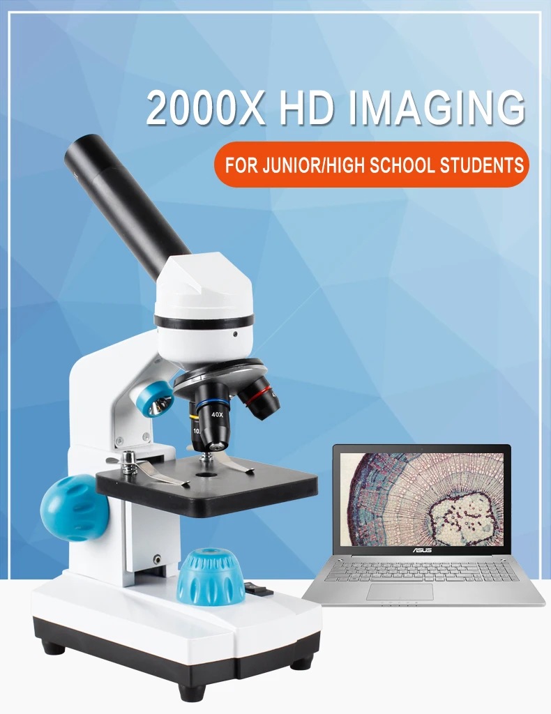 Zoom 2000x microscópio biológico hd + 13