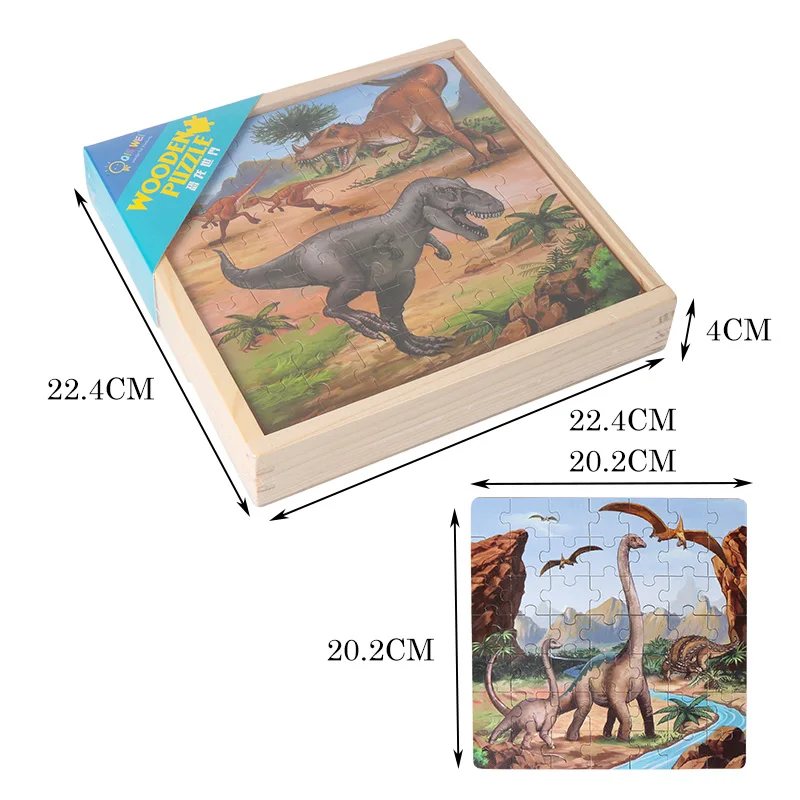 147 шт деревянные динозавры пазлы в коробке Животные головоломки доска детские развивающие Игрушки для раннего обучения