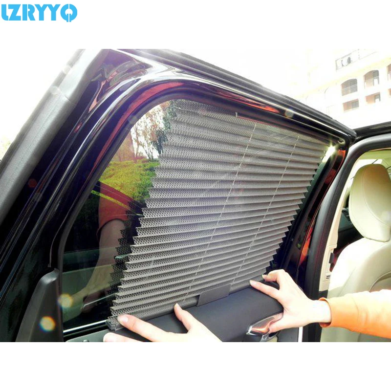 

2Pcs/Lot 46cm * 60cm Summer Hanging Car Blinds Automatic Retractable Sun Shade Car Sun Pleated Curtains Beige Grey Black