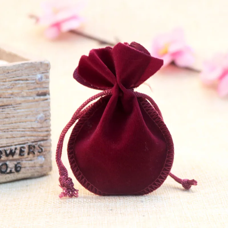 

20pcs Velvet Drawstring Pouches Jewelry Gift Bag with String ring necklace earring Packing bags 7x9cm Small Pouches Round shape