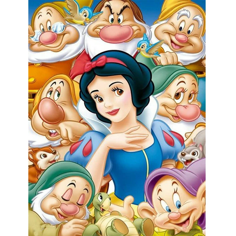 5D Diamond Painting Cross Stitch Dwarf And Princess Diy Full Diamond Embroidery Needlework Diamond Mosaic Home Decor
