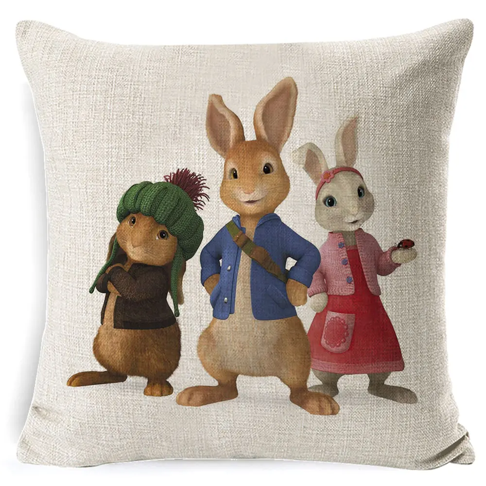 Fokusent Peter Rabbit Чехол на подушку в европейском стиле, Чехол на подушку 45*45, плотный Чехол на подушку с 3D принтом, декоративные подушки, Хлопковый чехол