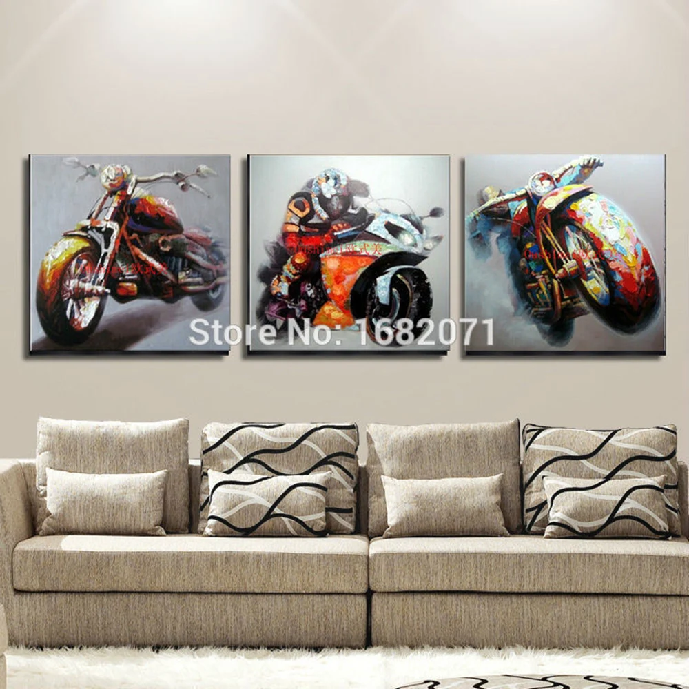 

Free Shipping Super Skills Artist Hand-painted Modern Cool Bike Oil Painting On Canvas Handmade Heavy Motorbike Oil Painting