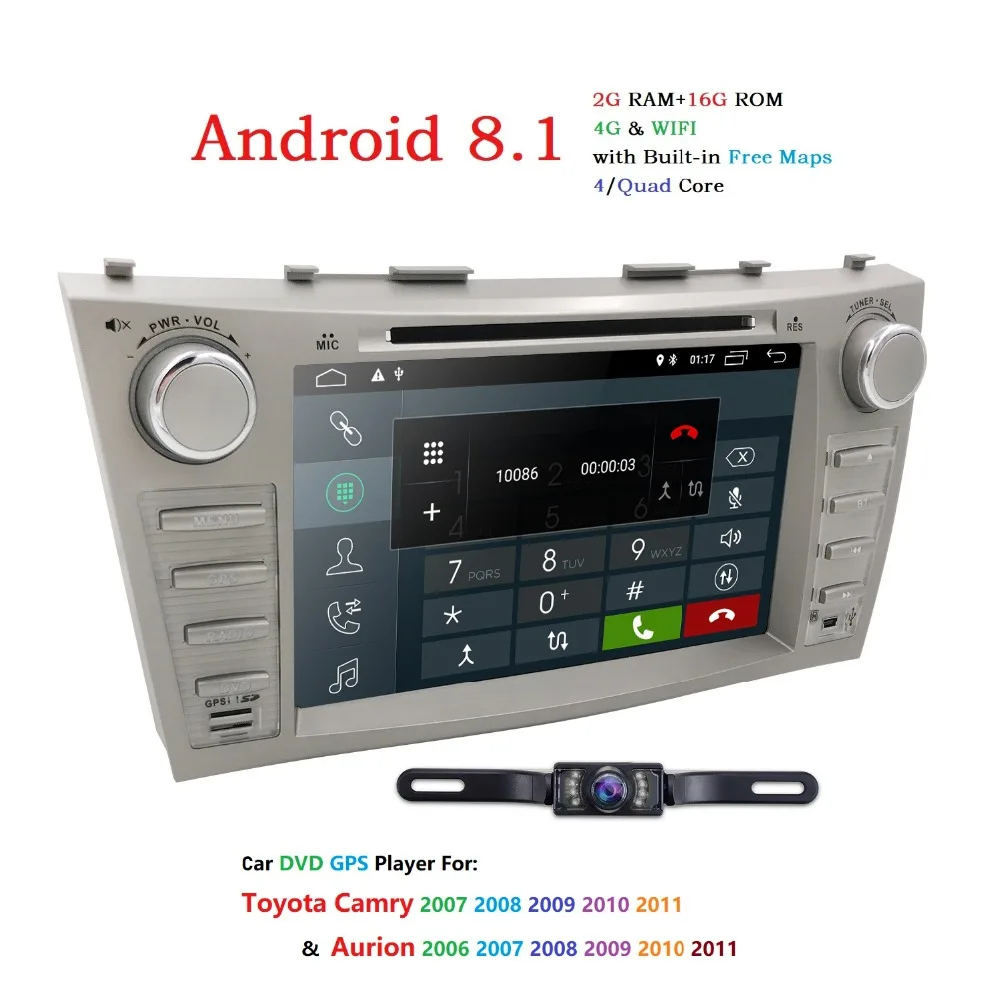 Top Android 8.1 Quad Core 8" Car DVD Player For Toyota Camry Aurion GPS Navi Support DAB+SD/USB Touch Screen Radio mp3 Bluetooth SWC 2