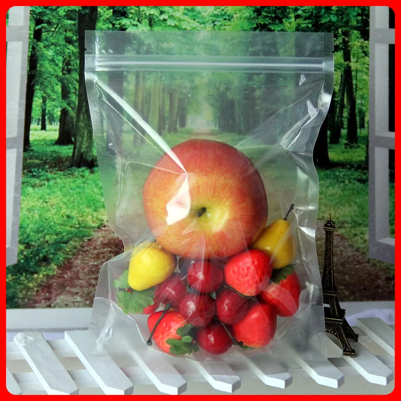 100pcs/lot 12cm*20cm+3cm Bottom* 160mic Clear Resealable Stand Up Plastic Bags Recycled Bag With
