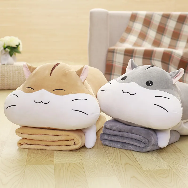 

Cute super soft hamsters pillow with dual-use car cushions fold blanket air conditioning office nap pillow