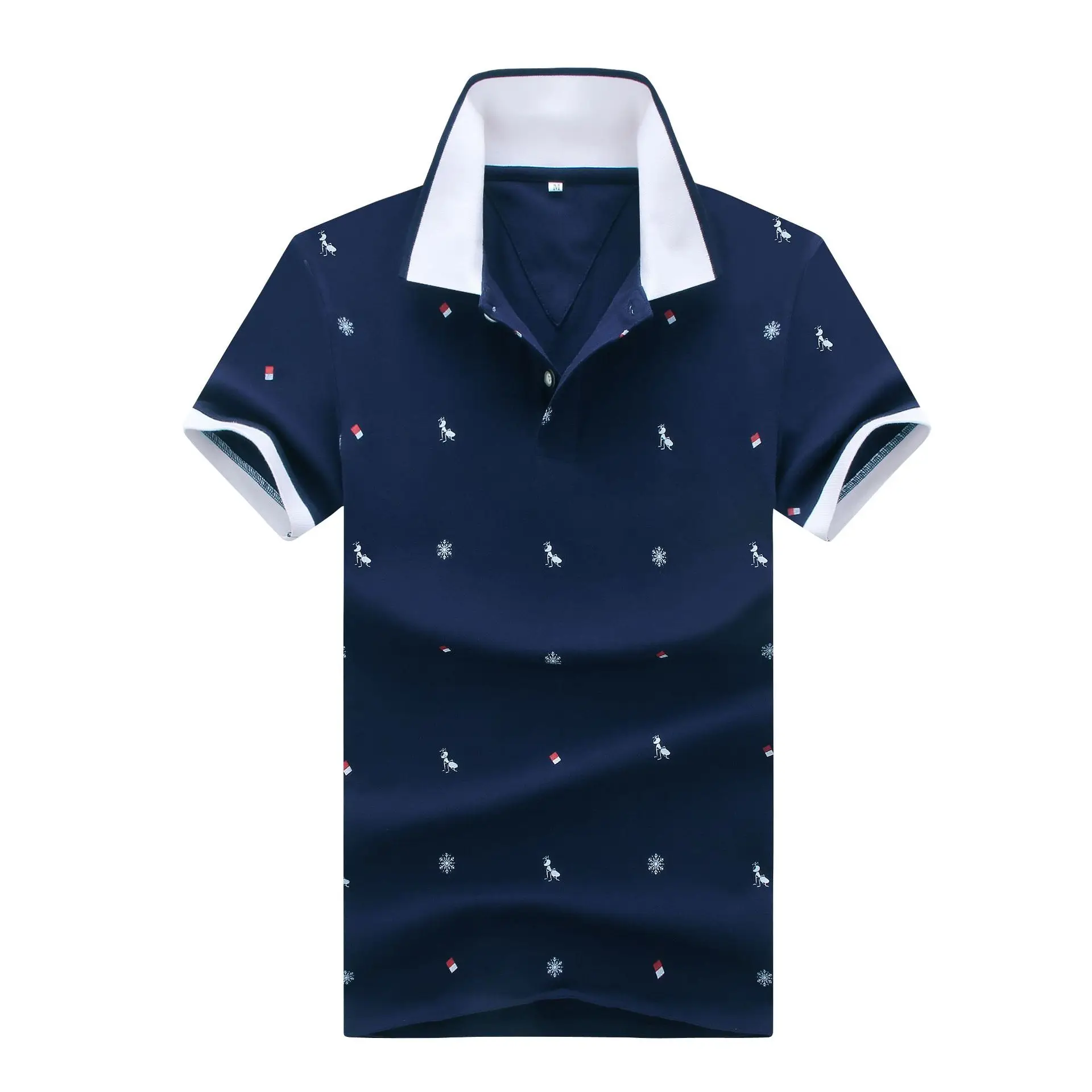 Новая модная мужская рубашка поло с коротким рукавом, повседневные деловые рубашки поло для мужчин, высококачественная одежда размера плюс M-4XL, рубашки поло, GA252 - Цвет: Ant Navy