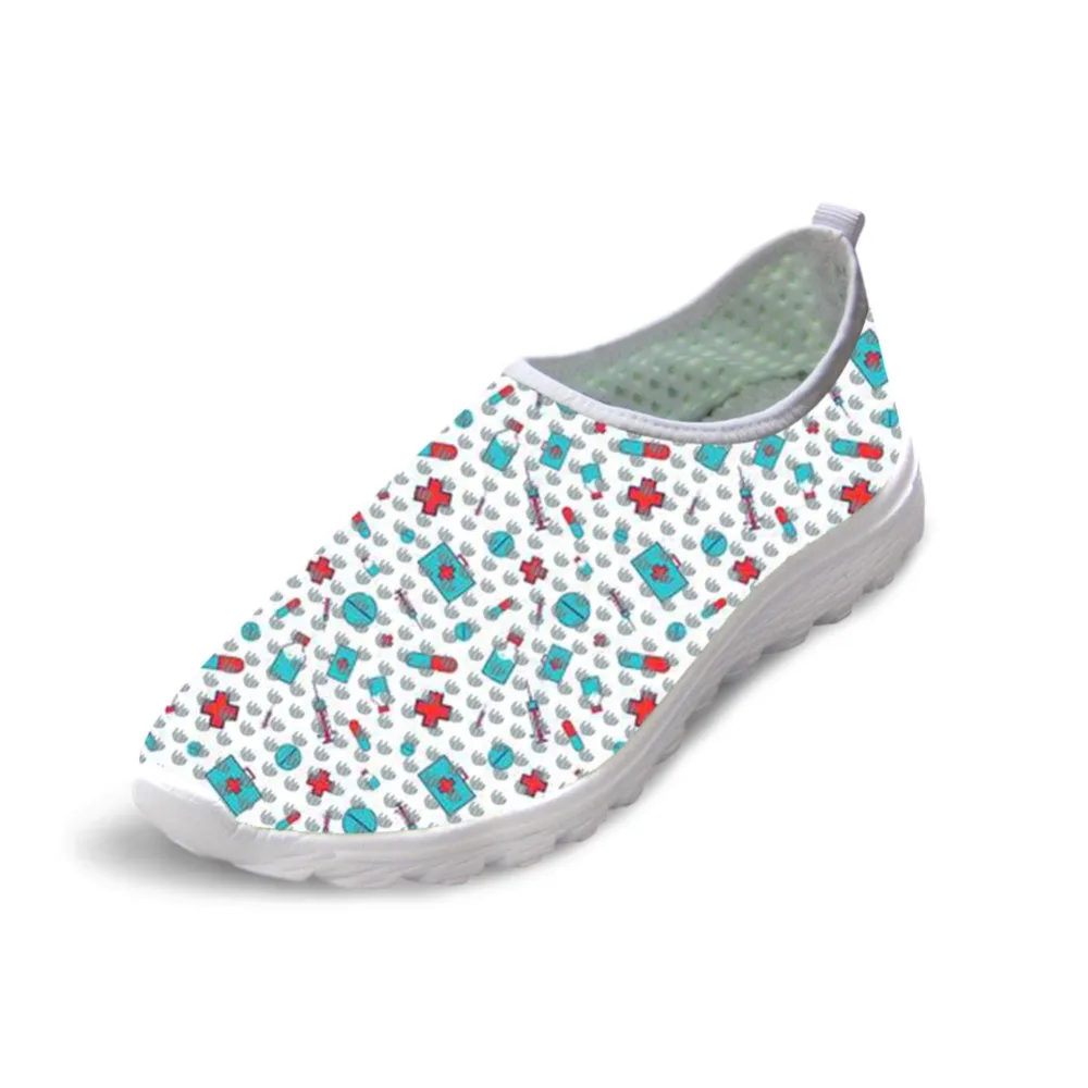 

Noisydesigns Medical Nurse Pattern Women Flats Shoe For Girl Light Mesh Shoes Woman Beach Loafers Girl Calzado Mujer Zapatos -AA