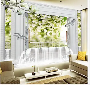 

Home Decoration Three - dimensional Roman column lilac flower background decorative painting wallpaper 3d modern