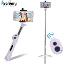 Ascromy SelfieStick выдвижной монопод Bluetooth пульт дистанционного управления штатив держатель для iPhone xs x 7 6 S Plus SE 6 S 5S 5C