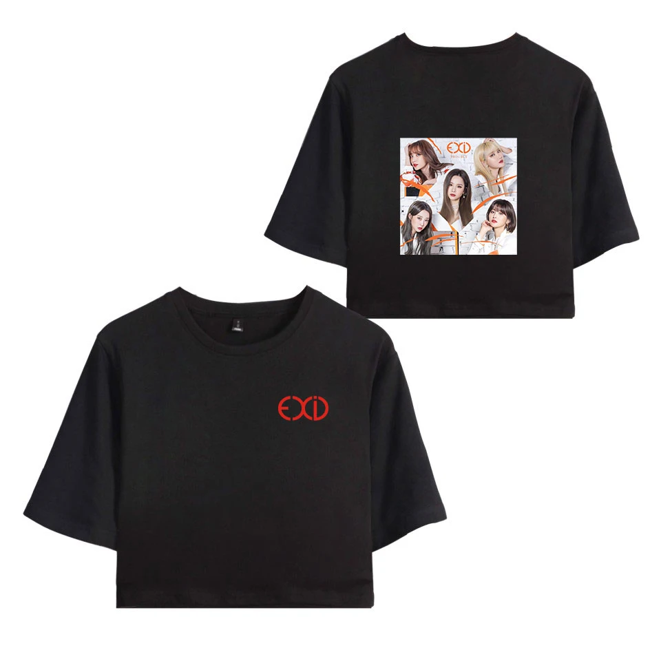 

Drop Shopping 2019 KPOP EXID Album Full Moon print Women Crop Tops Short Sleeve T-shirt Trendy Streetwear Girls Sexy T Shirt