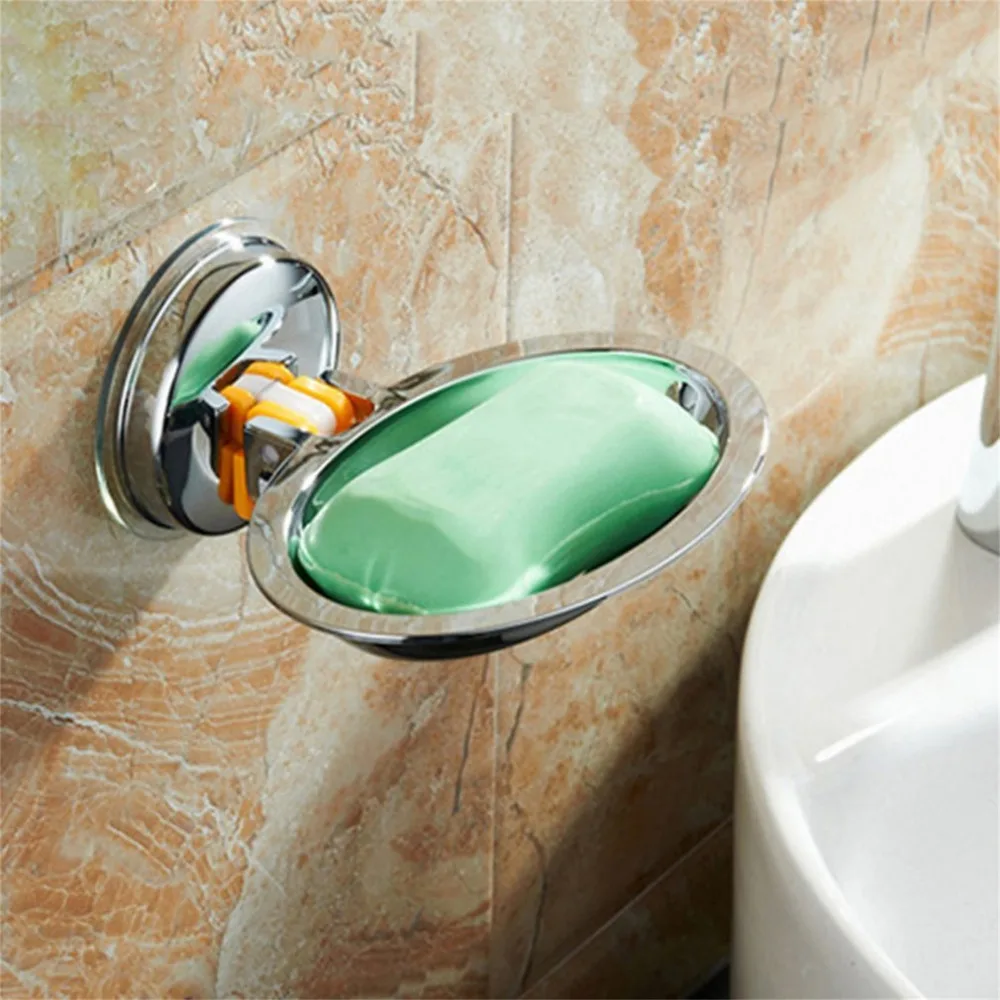 Powerful Suction Type Soap Rack Bathroom Toilet Soap Box Draining Soap