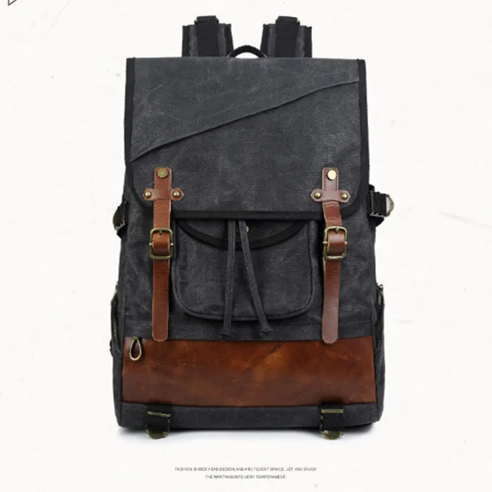

Fashion College Students Backpack High-capacity Canvas Computer Bag Personality Men's Backpack Korean Teenagers Travel Bag black