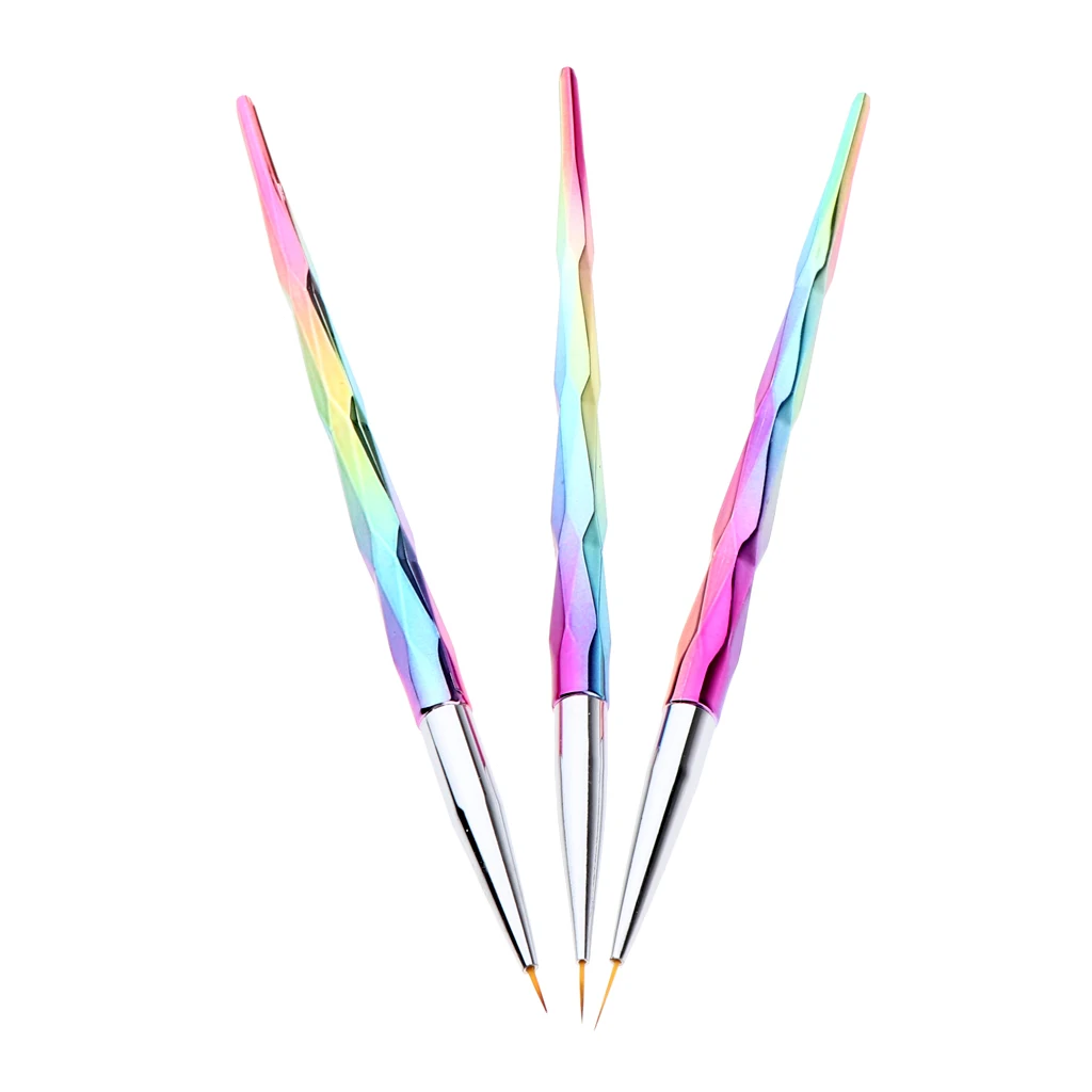 Perfeclan 5,8,10 mm Ultra Fine Heads Nail Art Drawing Painting Pens Liner Brushes Manicure Set Pack of 3