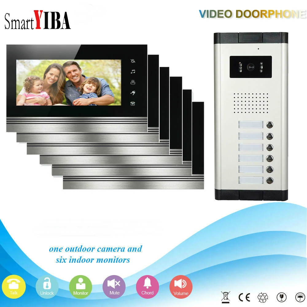 SmartYIBA Intercoms for Private Homes Video Intercom for Apartment 6 Floors LCD Color Touch Screen House Intercom Video Phone