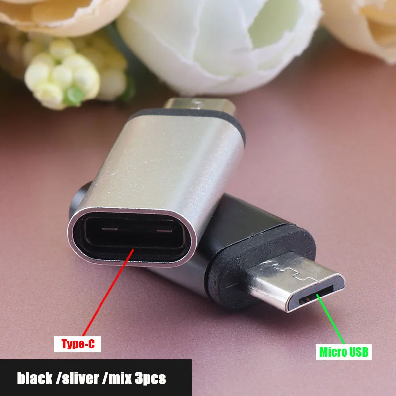 3 шт. для iPhone type-C USB 3,0 адаптер для Micro USB для iPhone Android кабель для передачи данных конвертер type-C на 8 pin адаптер для зарядки - Цвет: Серый