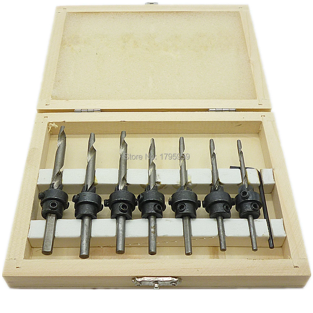 22pcs Countersink Drill Bit & Stop Collar Hex Key Wrench Set