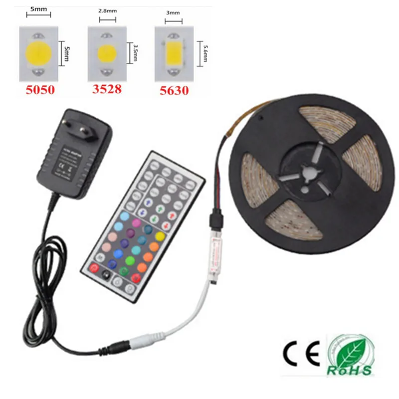 DC12V ленты Клейкие ленты 5 м Светодиодные полосы света RGB строка IP20 лампы 5050 3528 SMD 300 светодиодов высокой яркости для hoilday фестиваль украсить