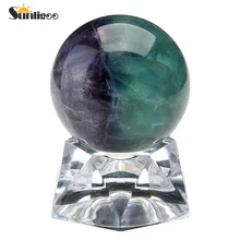 Sunligoo 30mm Natural Dragon Blood Jasper Fluorite Healing Crystal Gemstone Ball Divination Sphere Sculpture Figurine