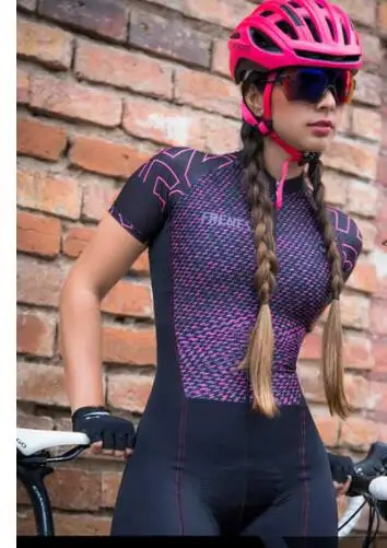 Pro Team триатлон костюм женский Велоспорт Джерси Skinsuit комбинезон Майо Велоспорт Ropa ciclismo комплект розовый гелевая подкладка - Цвет: as picture
