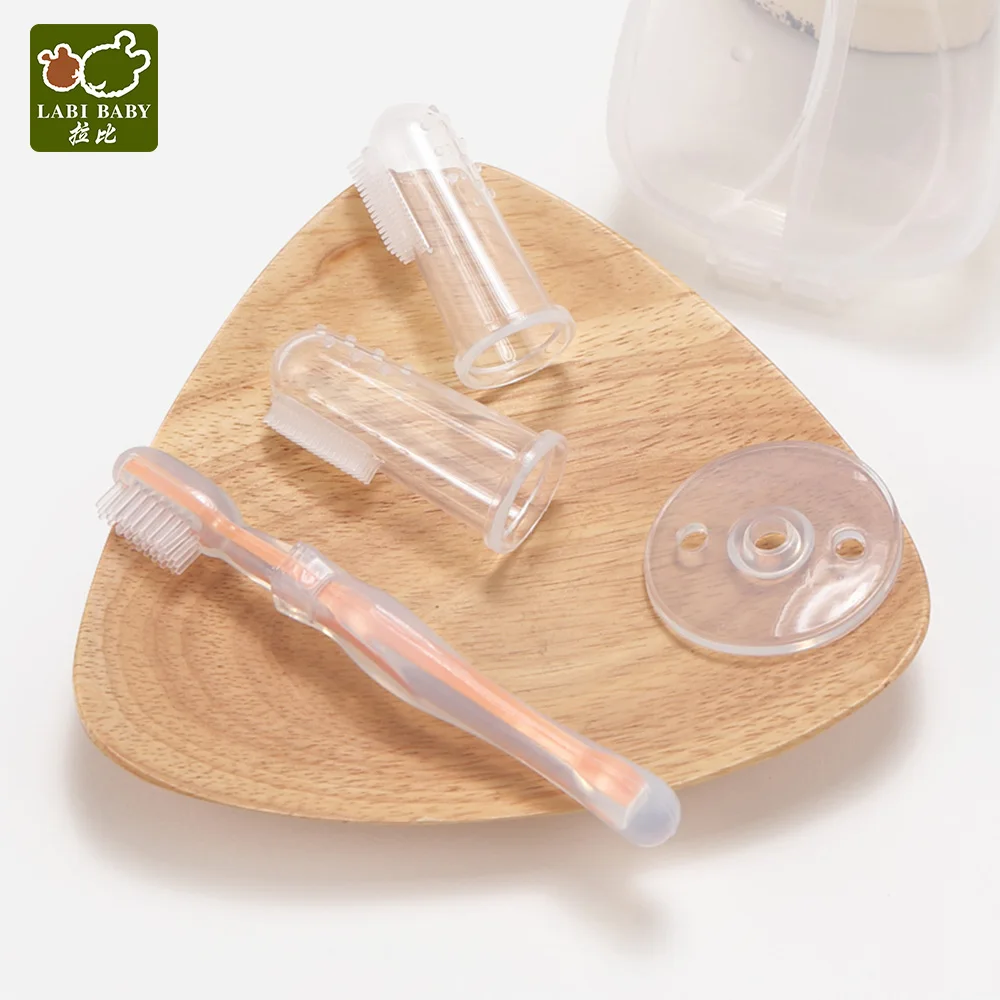

Baby Food Grade Silicone Toothbrush Training Kids Transparent Finger Tooth Brush Cleaning Tool Set with Box Infant Children Dent