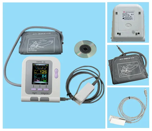 

LCD Display Screen Home or Ambulatory Arm Blood Pressure Pulse Sphygmomanometer and Tonometer Monitor Heart Beat CONTEC08A