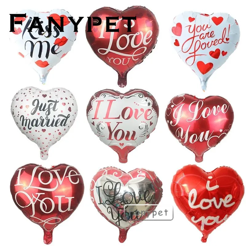 Wholesale 100pcs/lot Mix Love theme foil balloons mylar ballons Love Heart wedding/Valentine's