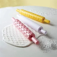 DIY пластиковая Узорчатая тисненая Скалка, инструменты для украшения торта, рулон, тестообразные шпильки, кухонные принадлежности