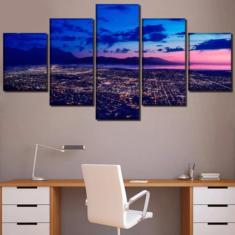 

City HD Print Painting Wall Art Canvas Painting Canvas Living Room Painting Modern Decor Picture Poster 5 Piece Landscape