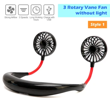 

Mini USB Portable Fan Hands Free Neck With Rechargeable Sports Cooling Fans 3 Gears Usb Air Conditioner Fans Desk For Room