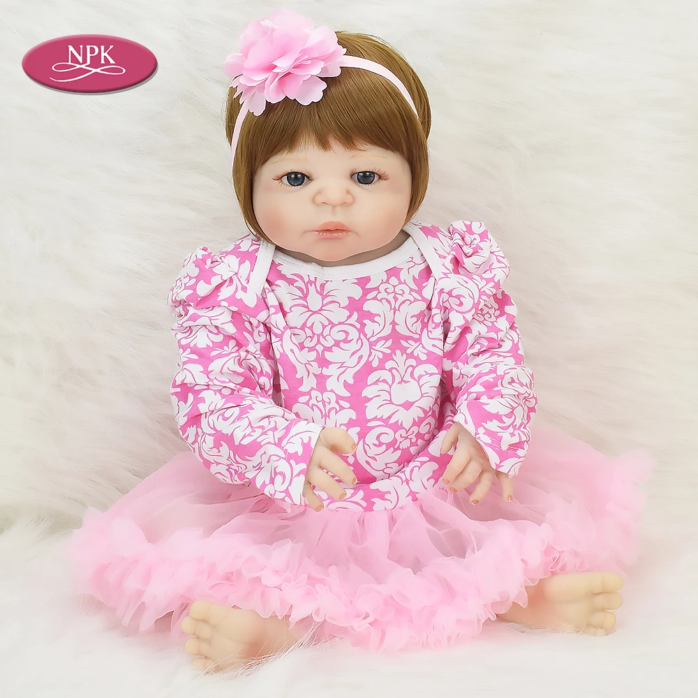 

NPK 55CM Full Silicone Reborn Baby Doll Bathe Toys for Girls Lifelike Newborn Babies Realistic Princess Toddler Dolls Brinquedo