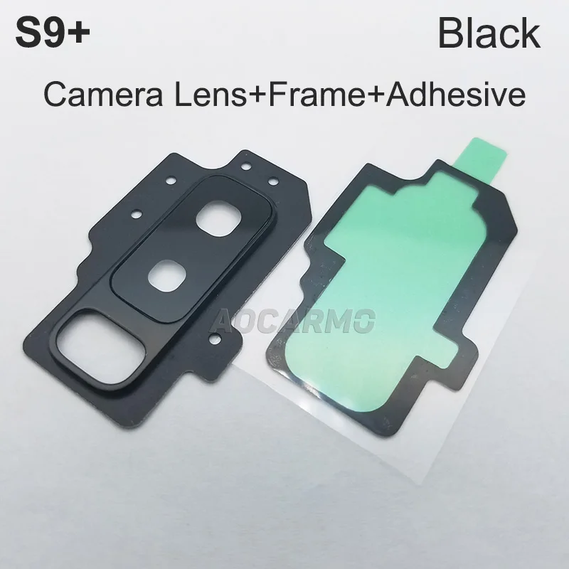 Aocarmo 5 шт для samsung Galaxy S9+ Задняя Камера объектив Стекло с защитой от повреждений и кольцом Крышка передняя рамка клей SM-G9650/DS большие 6," Замена - Цвет: 5x Black