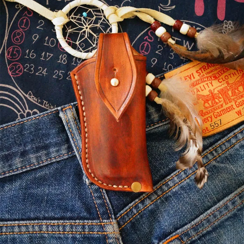

Handmade Custom Folding Knife Sheath Pure Cowhide Knife Scabbard Camping EDC Outdoor Hunting Survival Tool Accessories Equipment