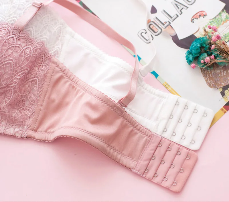 Japanese Thin Lolita Lace Sexy Bandage Push Up Bra Set Japanese Lace-up Pink Bra & Brief Sets Girls Women Underwear Lingerie Set